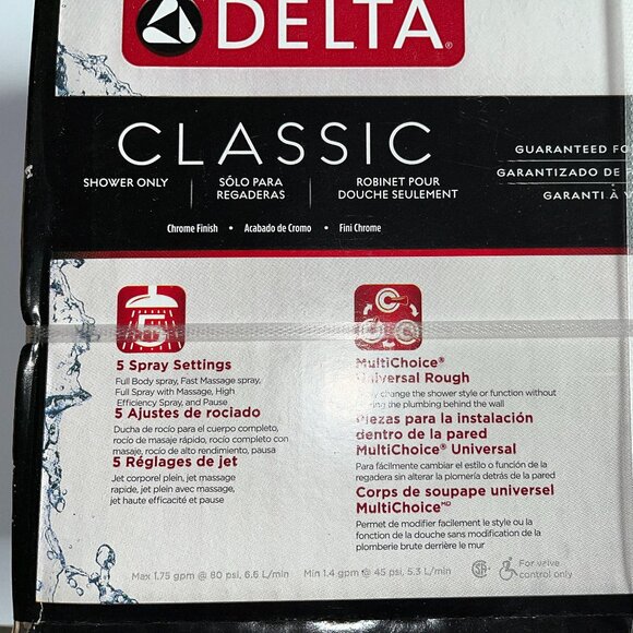 Delta Classic Chrome 1-handle Multi-function 5.0000-in Round Shower Faucet New - Picture 8 of 11